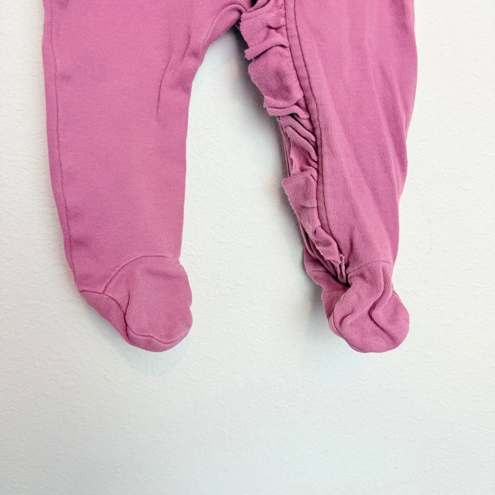 Kate Quinn Organic Cotton Ruffle Footed Sleeper Berry Purple 3-6M Romper Pajamas